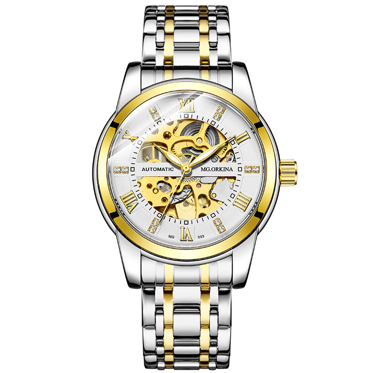 Orologio Automatico Skeleton – Design Oro/Acciaio