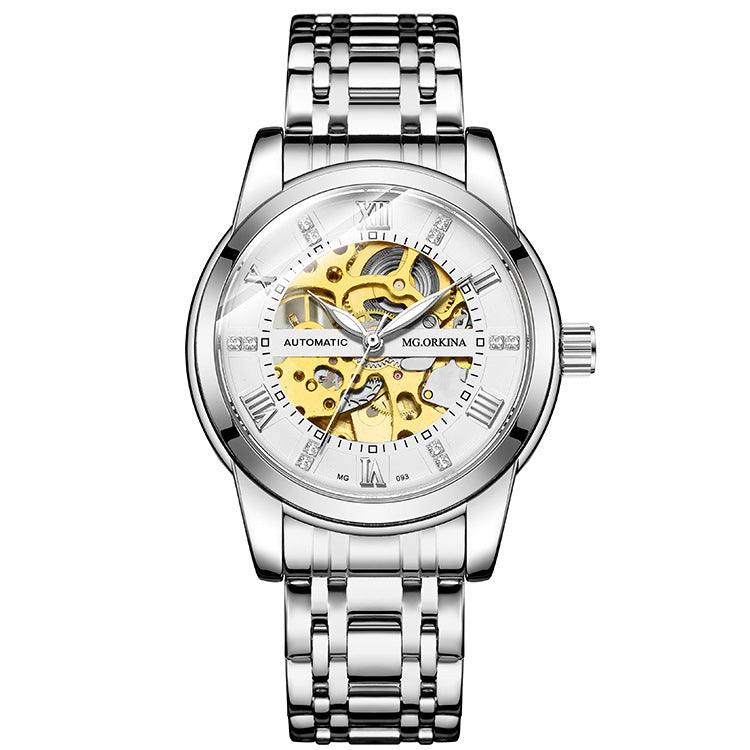 Orologio Automatico Skeleton – Design Oro/Acciaio